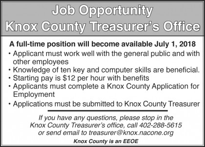 Knox Co. Treasurer ad