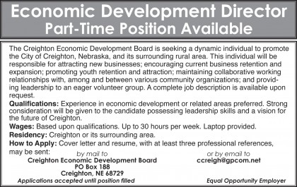 Creighton Economic Development Director ad