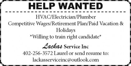 Lackas Service Help Wanted - 2x2